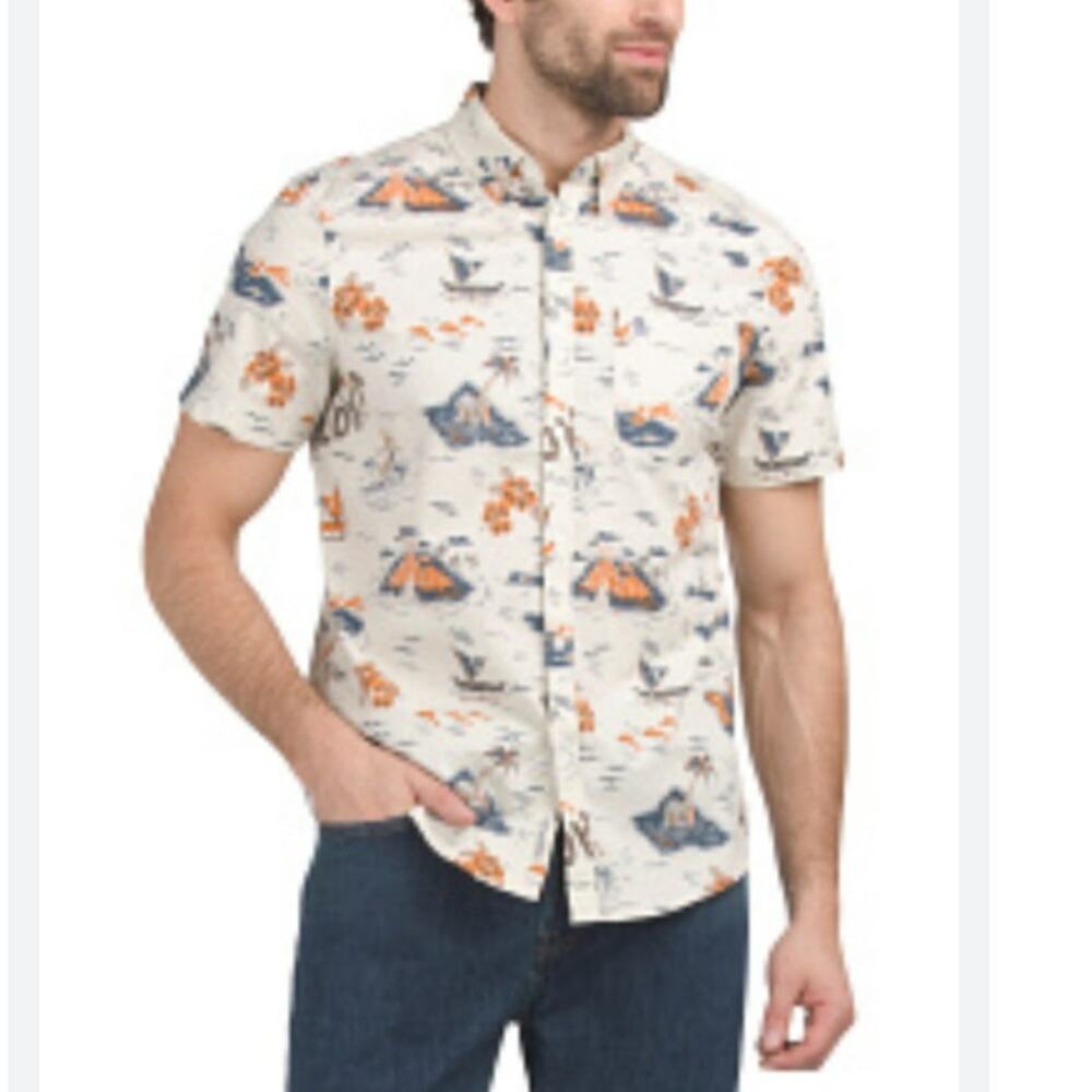 Penquin Original Button front SS shirt Aloha Hawaiian print Size XXL NWT
